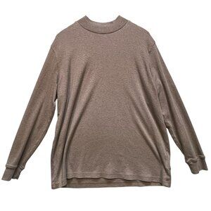 Lands' End Mens Long Sleeve Turtleneck Top T-Shirt XL Brown Cotton Casual Knit